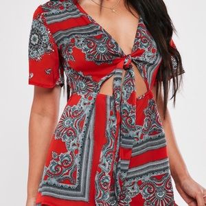Scarf patterned romper (petite)